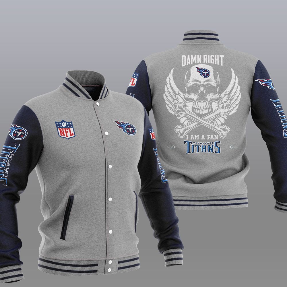 NFL Tennessee Titans Wings Skull Baseball Jacket 2 NFL Tennessee Titans Wings Skull Baseball Jacket 1