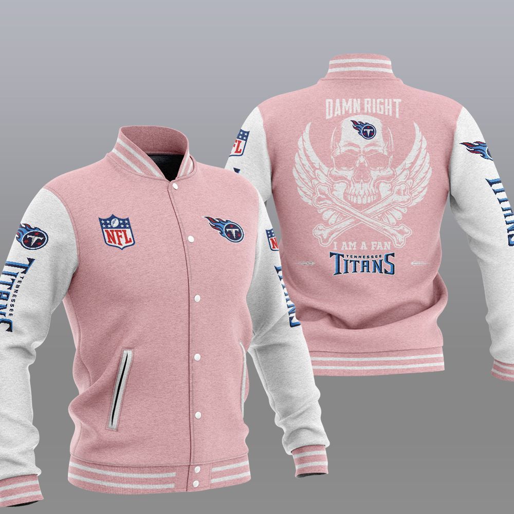 NFL Tennessee Titans Wings Skull Baseball Jacket 4 NFL Tennessee Titans Wings Skull Baseball Jacket 1 2 3