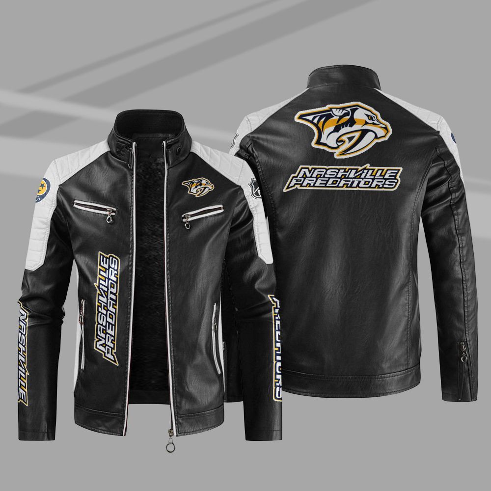 NHL Nashville Predators Block Leather Jacket