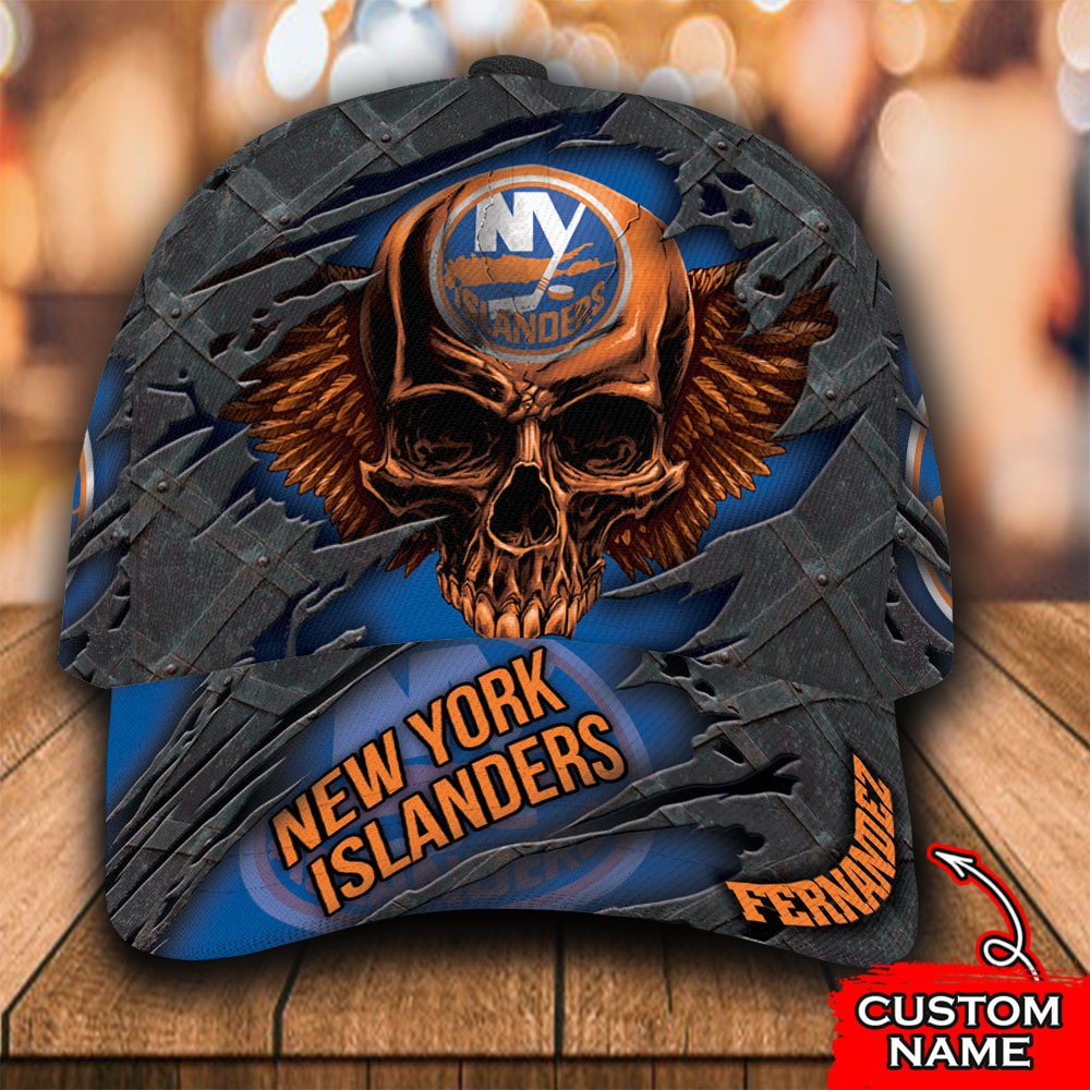 NHL New York Islanders Wings Skull Custom Personalized Cap