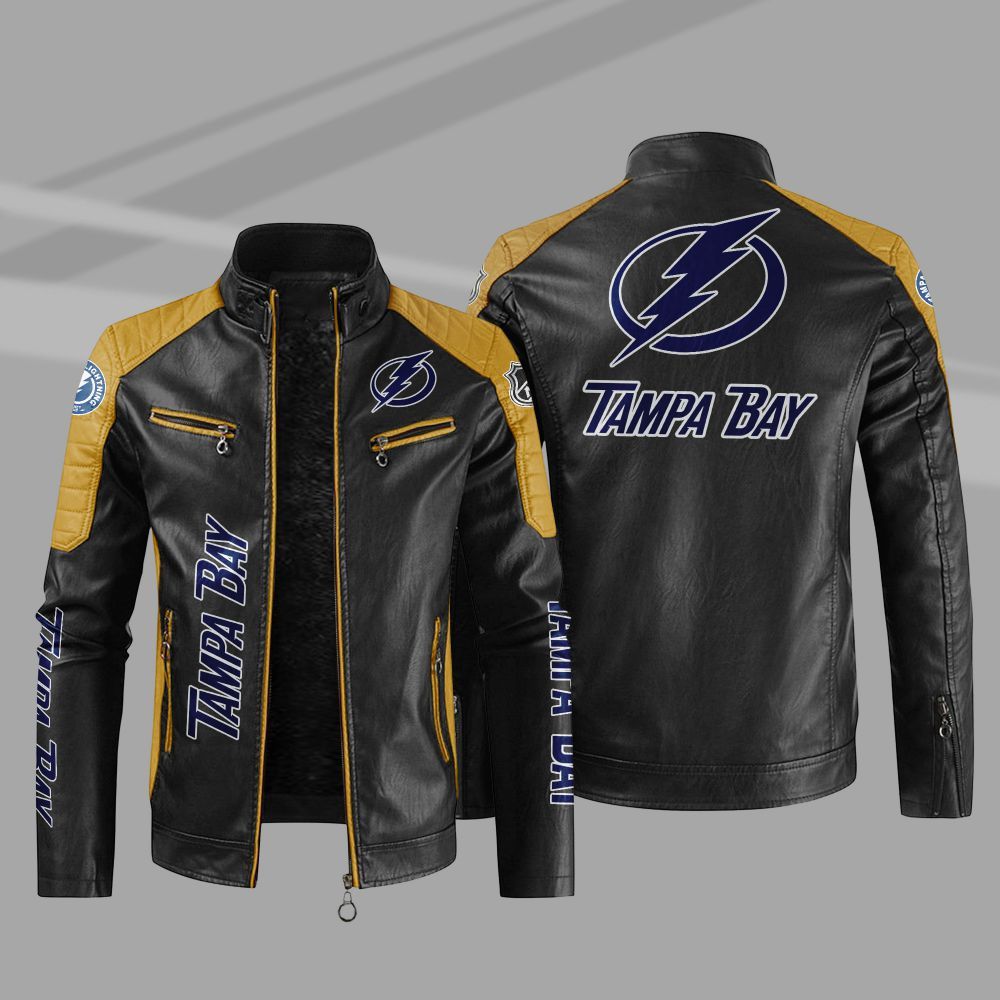 NHL Tampa Bay Lightning Block Leather Jacket 1