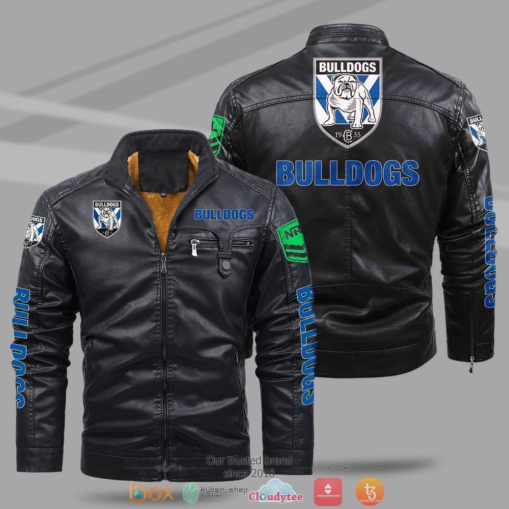 NRL Canterbury Bankstown Bulldogs Fleece leather jacket