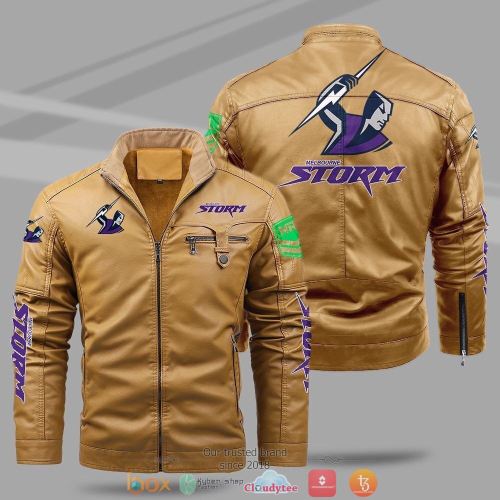 NRL Melbourne Storm Fleece leather jacket 1