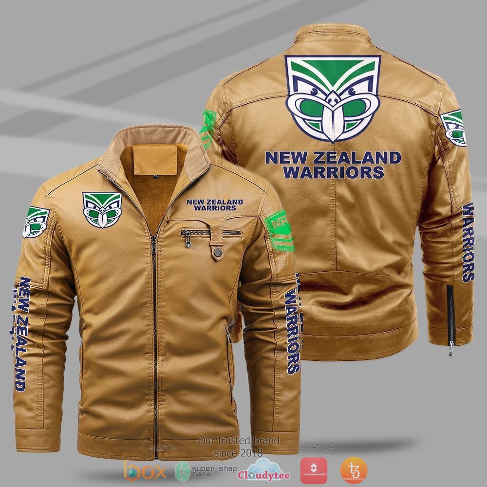 NRL New Zealand Warriors Fleece leather jacket 1