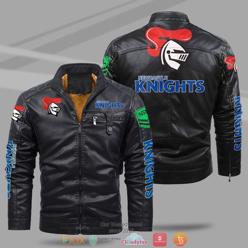 NRL Newcastle Knights Fleece leather jacket
