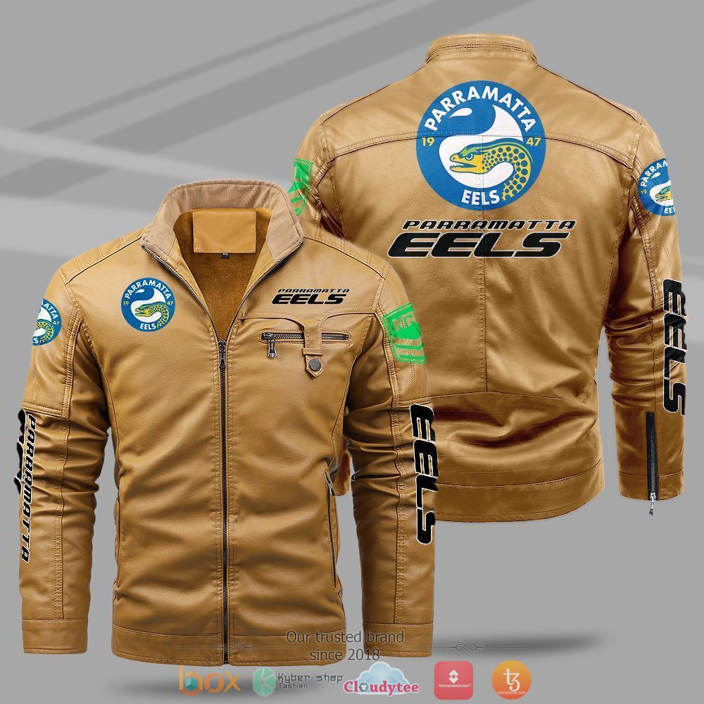NRL Parramatta Eels Fleece leather jacket 1