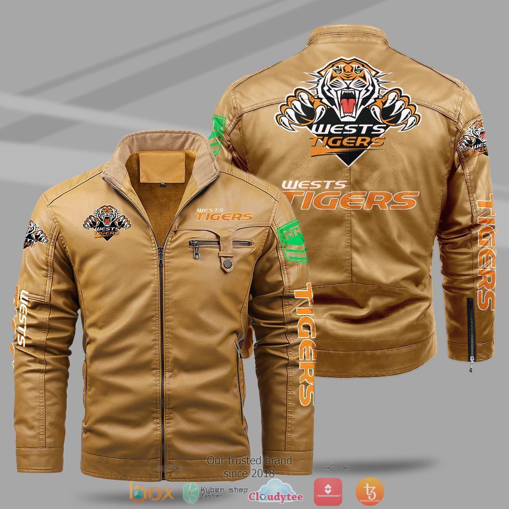 NRL Wests Tigers Fleece leather jacket 1