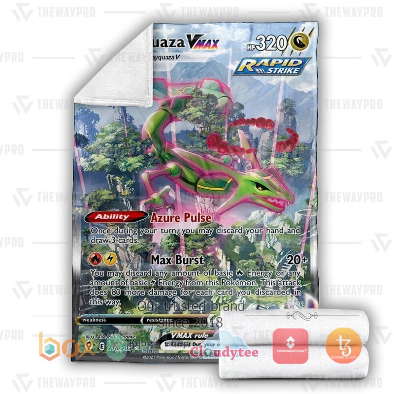 Pokemon Rayquaza VMAX Blanket 3 Pokemon Rayquaza VMAX Blanket 1 2