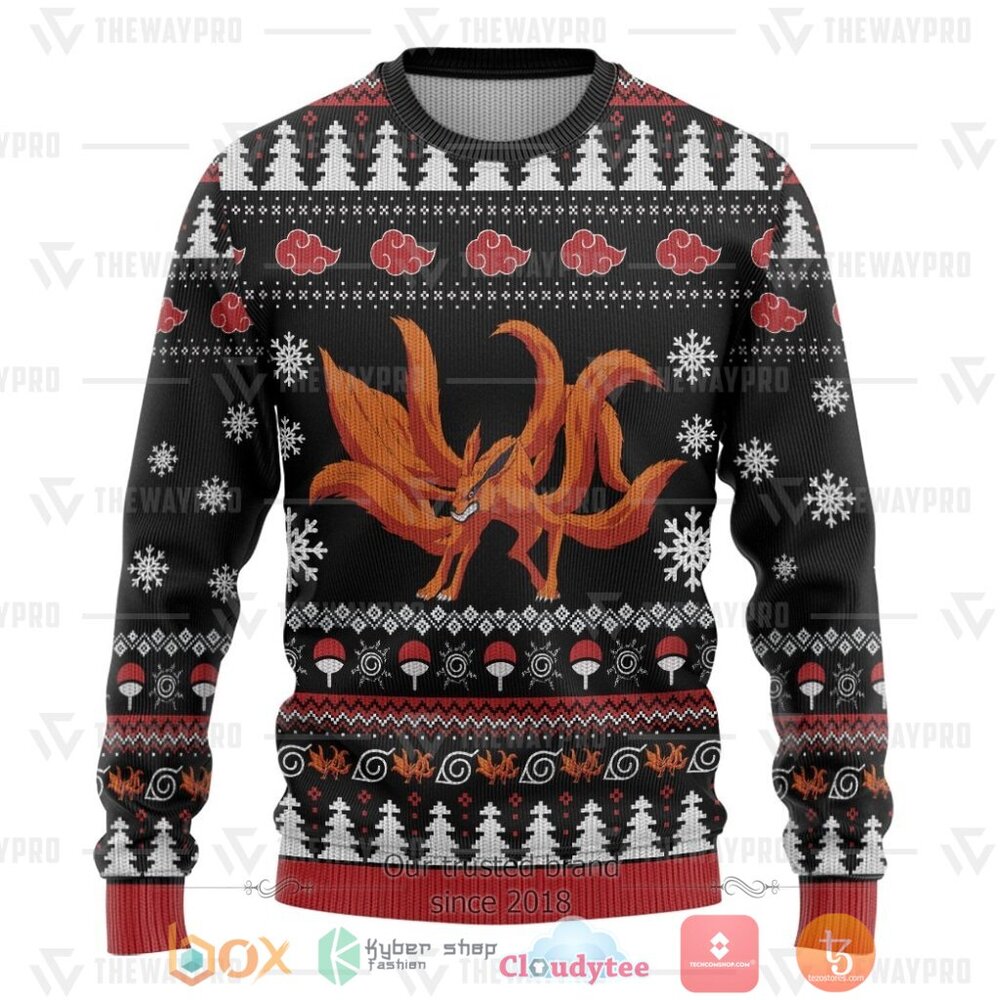 HOT Naruto Nine-Tailed Pattern Merry Christmas Sweater 4 Naruto Nine Tailed Ugly Christmas Sweater 1 2 3