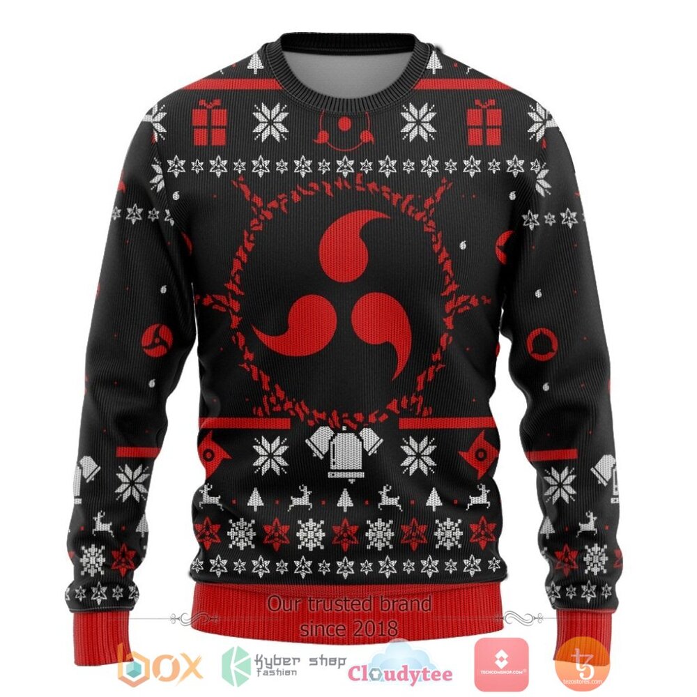 HOT Naruto Sharingan Pattern Merry Christmas Sweater 2 Naruto Sharingan Ugly Christmas Sweater 1