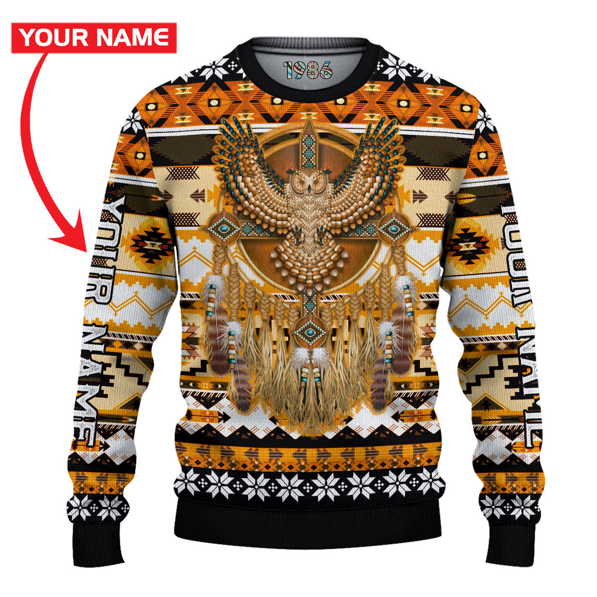 Native American Owl Personalized Custom 3D All Over Printed Ugly Sweater