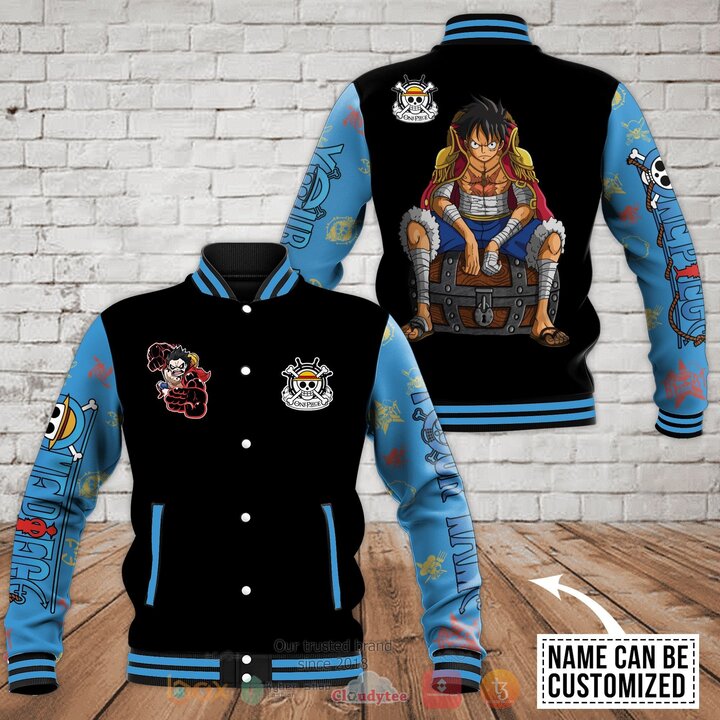 One Piece Monkey D Luffy Personalized Blue Baseball Jacket