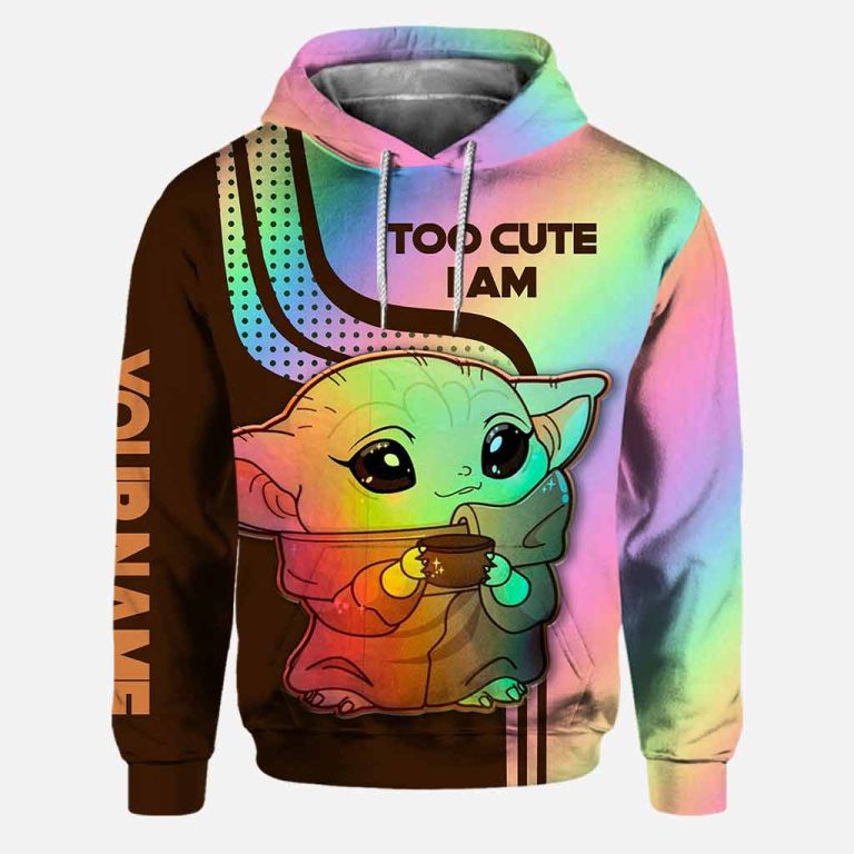 Personalized Baby Yoda Too Cute I Am custom 3d hoodie legging 5