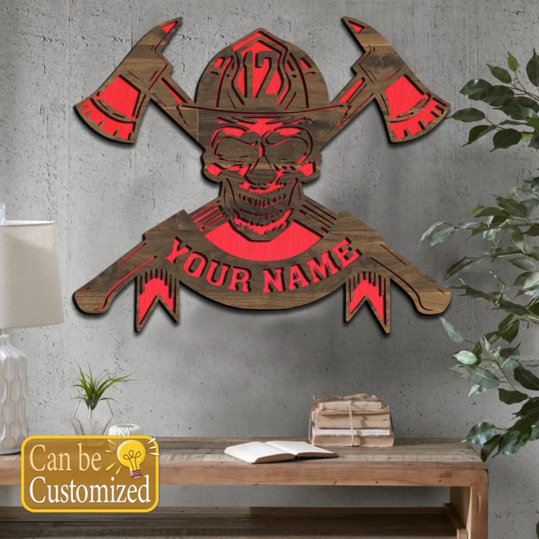 Personalized Firefighter Wood Metal Sign 3