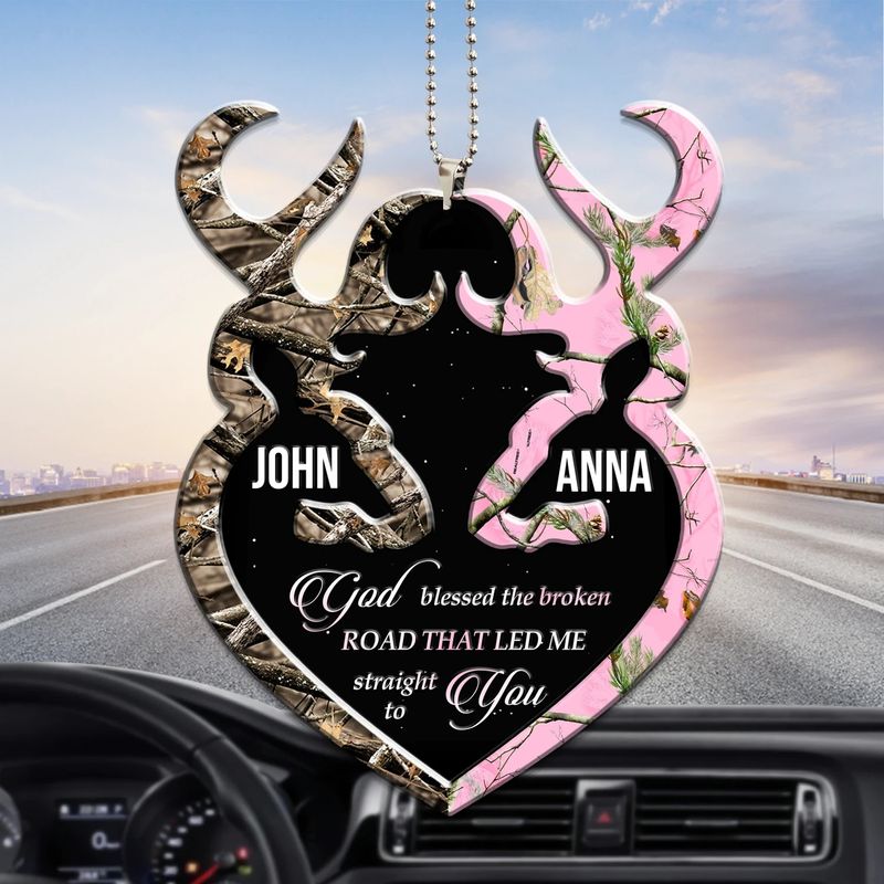 Personalized Heart God Blessed car ornament 2 Personalized Heart God Blessed car ornament 1