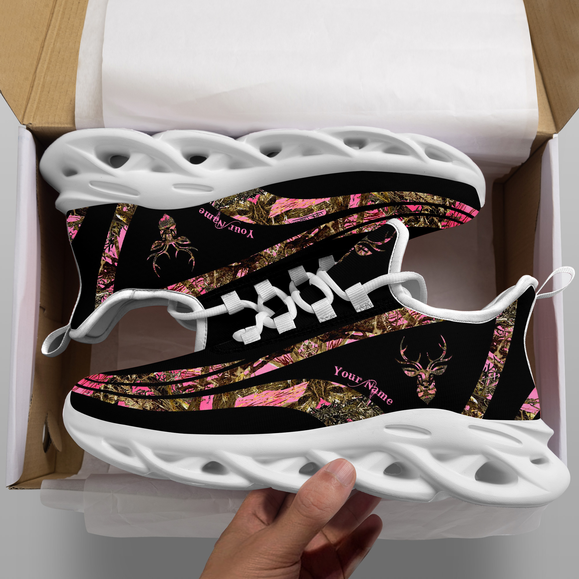 Personalized Hunting Pink Camo Clunky max soul shoes 3