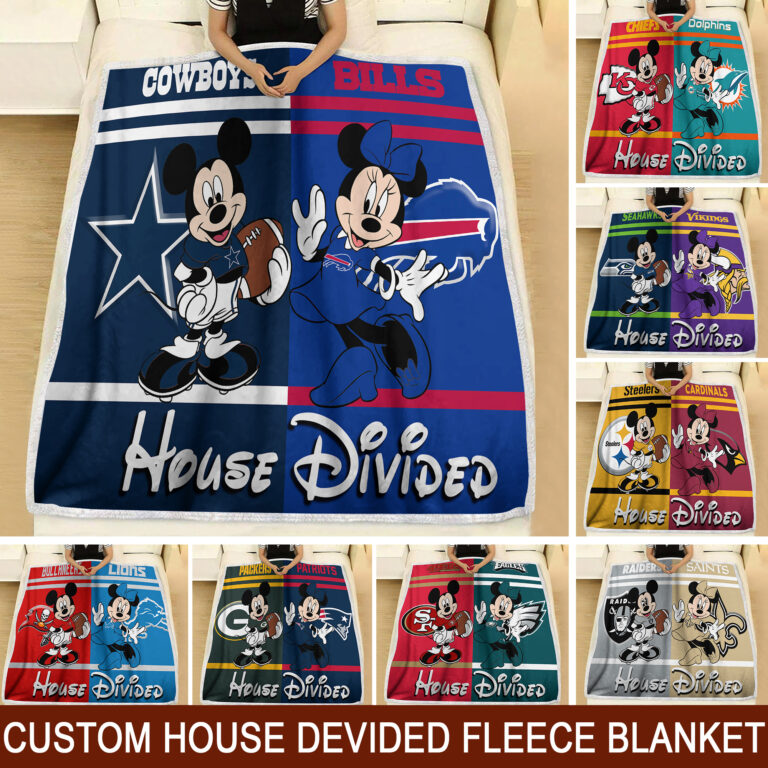 Personalized Mickey Mouse Minnie Mouse House Divided custom fleece blanket 1 Personalized Mickey Mouse Minnie Mouse House Divided custom blanket 2