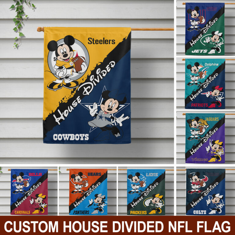 Personalized Mickey Mouse Minnie Mouse House Divided custom flag