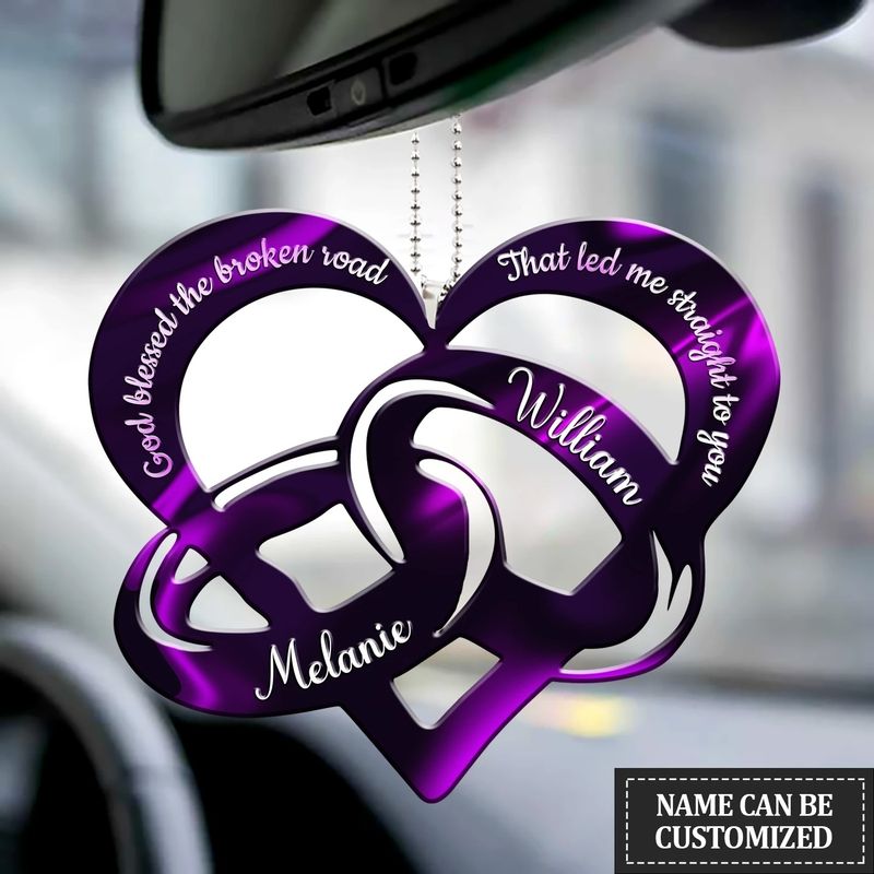 Personalized Purple Couple Rings God Blessed that led me straight to you car ornament 3 Personalized Purple Couple Rings God Blessed that led me straight to you car ornament 2