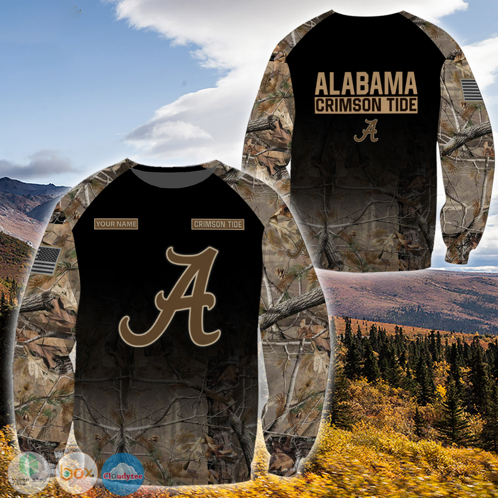 Personalized Alabama Crimson Tide hunting camo custom jersey shirt, hoodie 3 Personalized Alabama Crimson Tide hunting camo custom 3d shirt hoodie 1 2