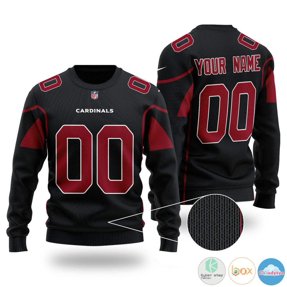 Personalized Arizona Cardinals NFL custom black ugly Christmas sweater 2 Personalized Arizona Cardinals NFL custom black christmas sweater