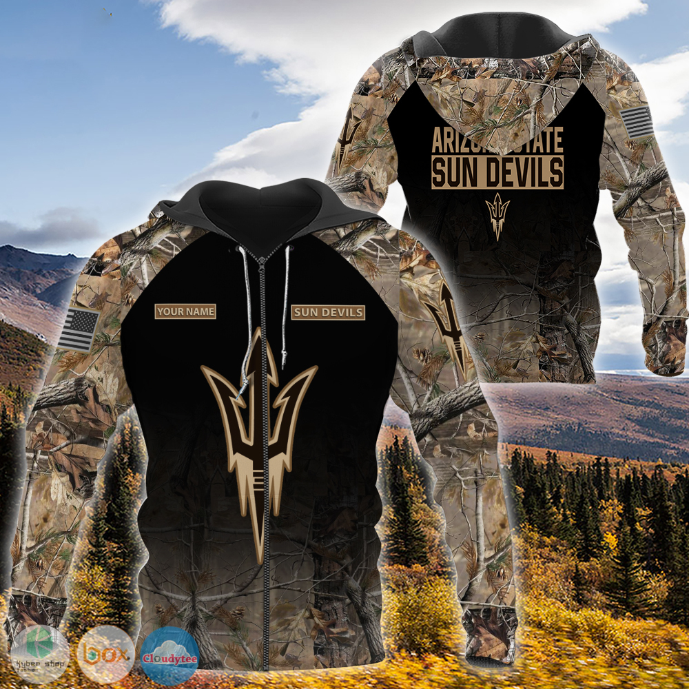 Personalized Arizona State Sun Devils hunting camo custom 3d shirt hoodie 1 2 3 4