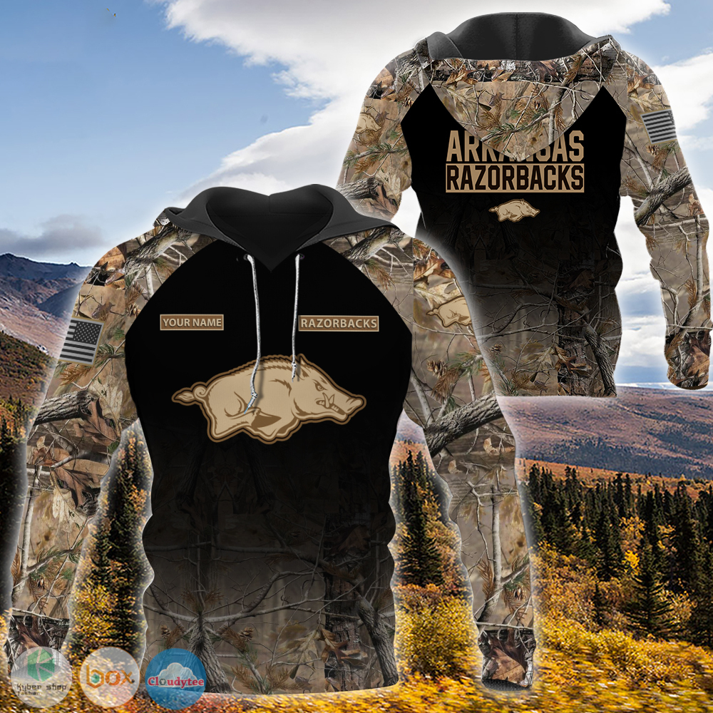 Personalized Arkansas Razorbacks hunting camo custom jersey shirt, hoodie 1 Personalized Arkansas Razorbacks hunting camo custom 3d shirt hoodie
