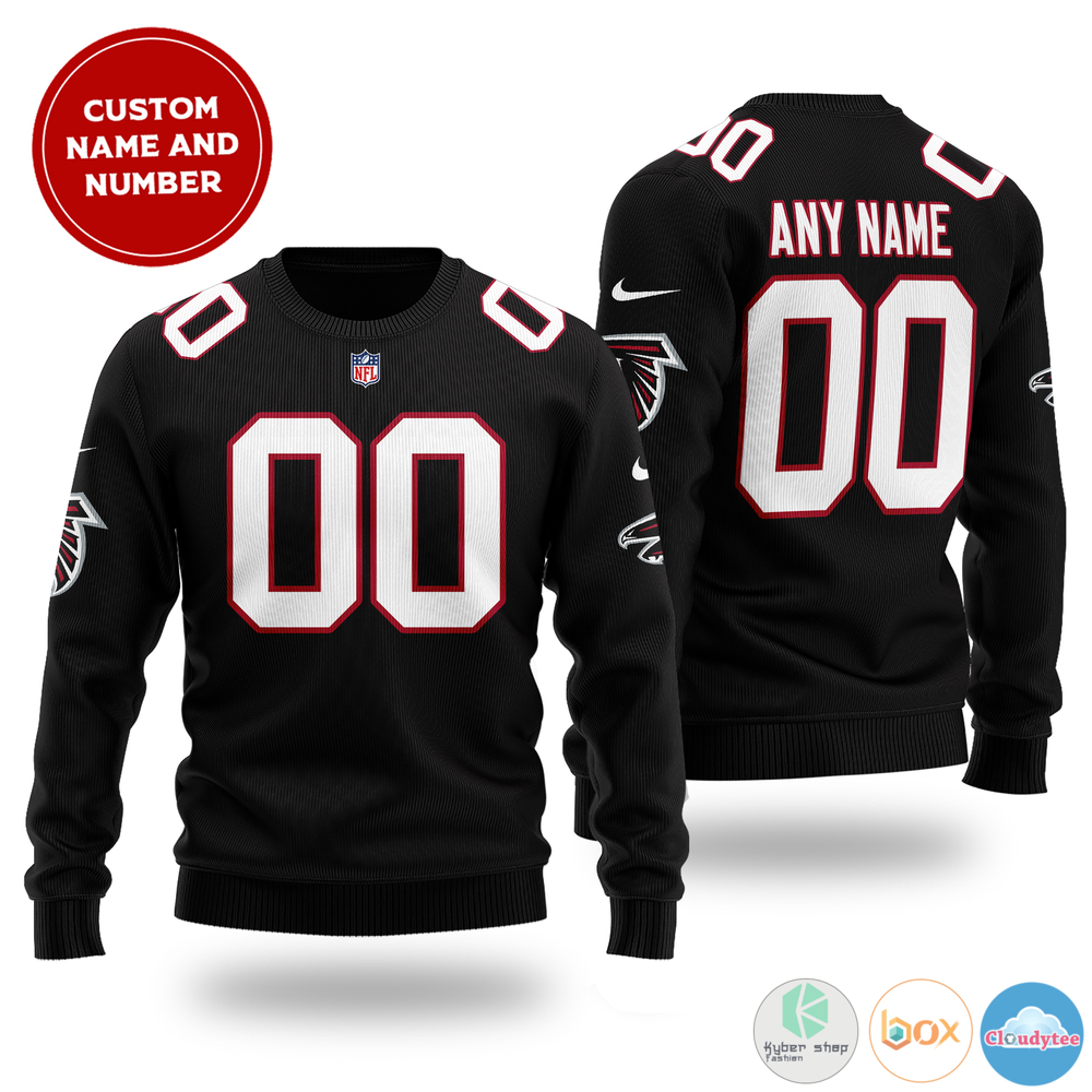 Personalized Atlanta Falcons NFL custom black ugly Christmas sweater 2 Personalized Atlanta Falcons NFL custom black christmas sweater
