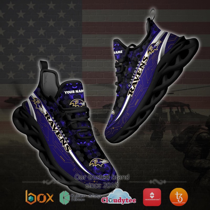 Personalized Baltimore Ravens Football Team Clunky Max Soul Shoes 1 2 3