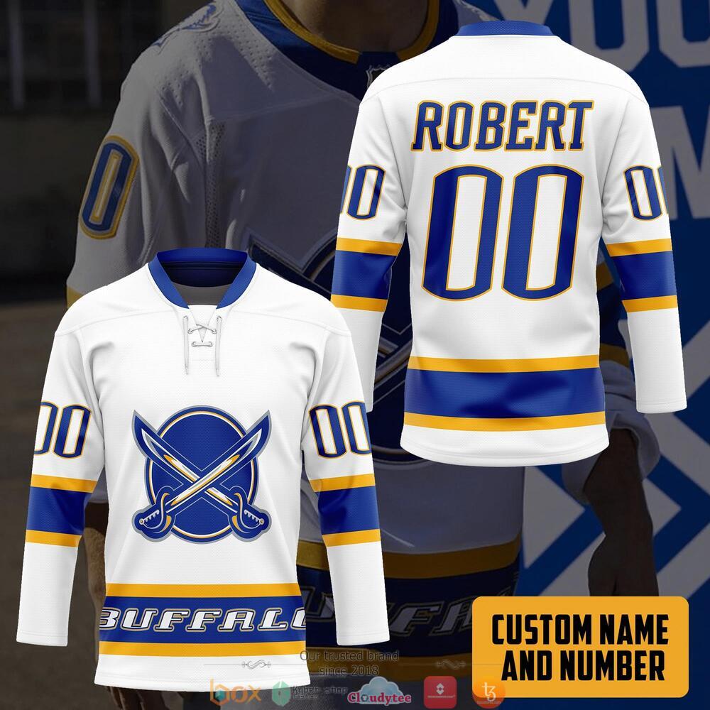 Personalized NHL Buffalo Sabres white custom hockey jersey 3 Personalized Buffalo Sabres NHL white custom hockey jersey 1 2