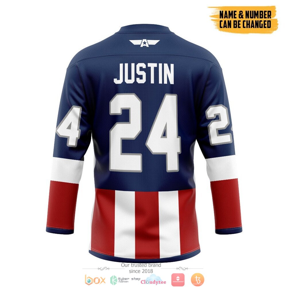 Captain America custom Personalized hockey jersey 2 Personalized Captain America custom hockey jersey 1