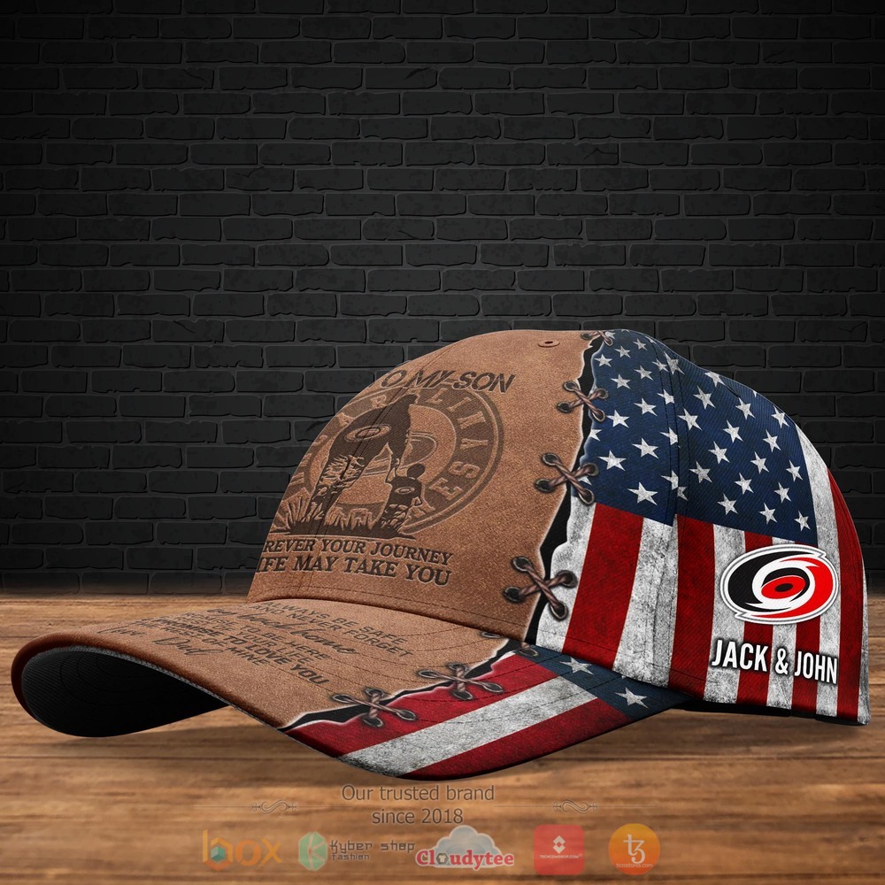 Personalized To My Son Carolina Hurricanes NHL Custom hat Cap 2 Personalized Carolina Hurricanes NHL To My Son Custom Cap 1
