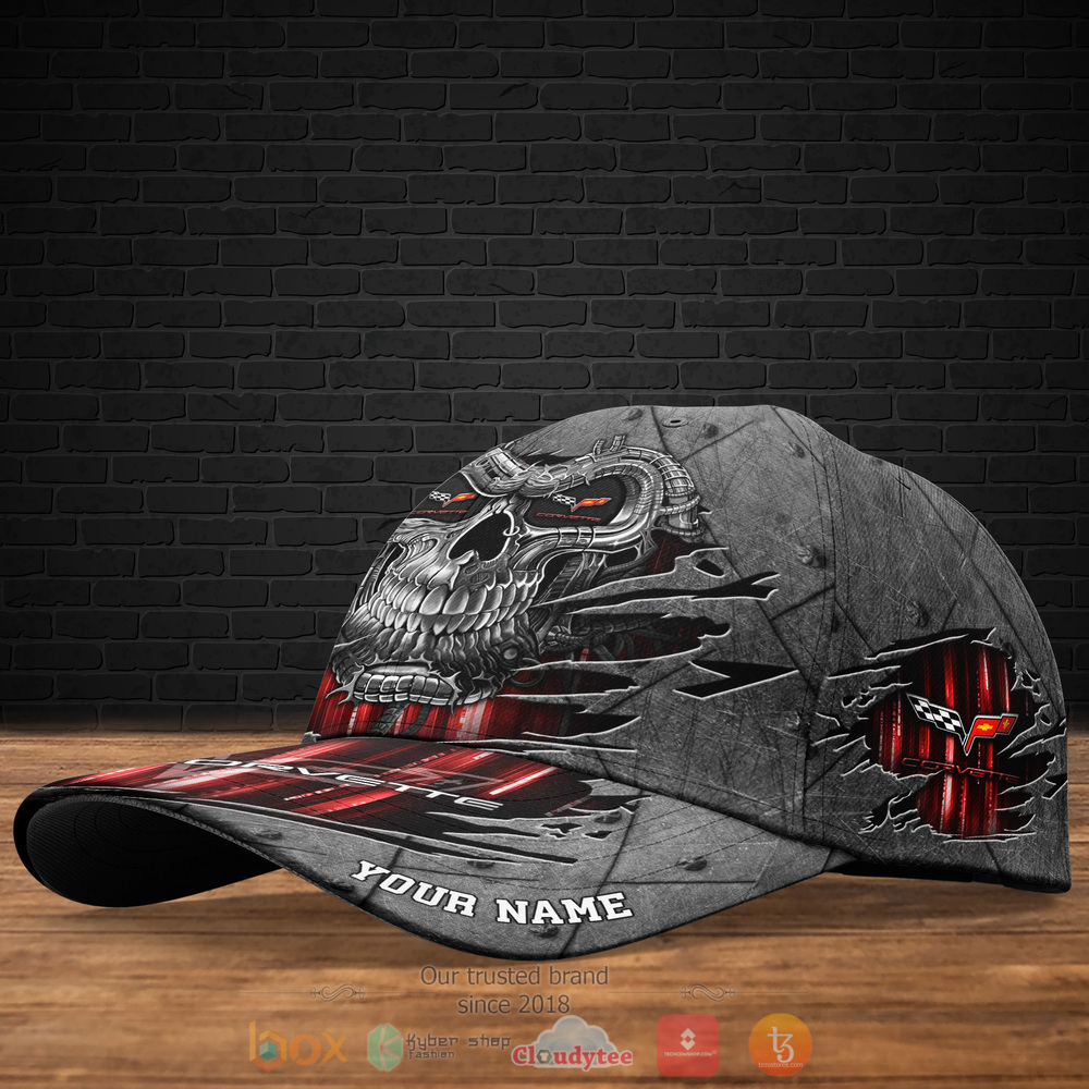 Personalized Skull Chevrolet Corvette Custom hat Cap 2 Personalized Chevrolet Corvette Skull Custom cap 1