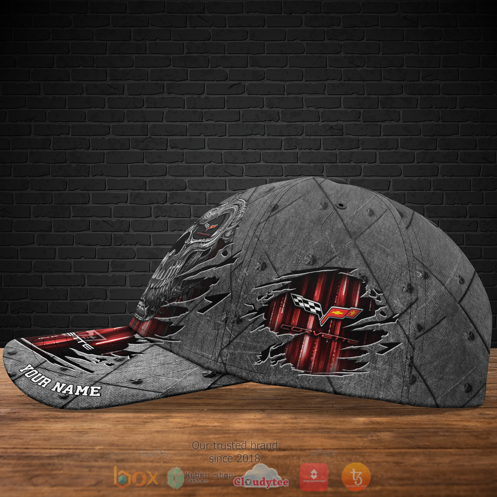 Personalized Skull Chevrolet Corvette Custom hat Cap 3 Personalized Chevrolet Corvette Skull Custom cap 1 2