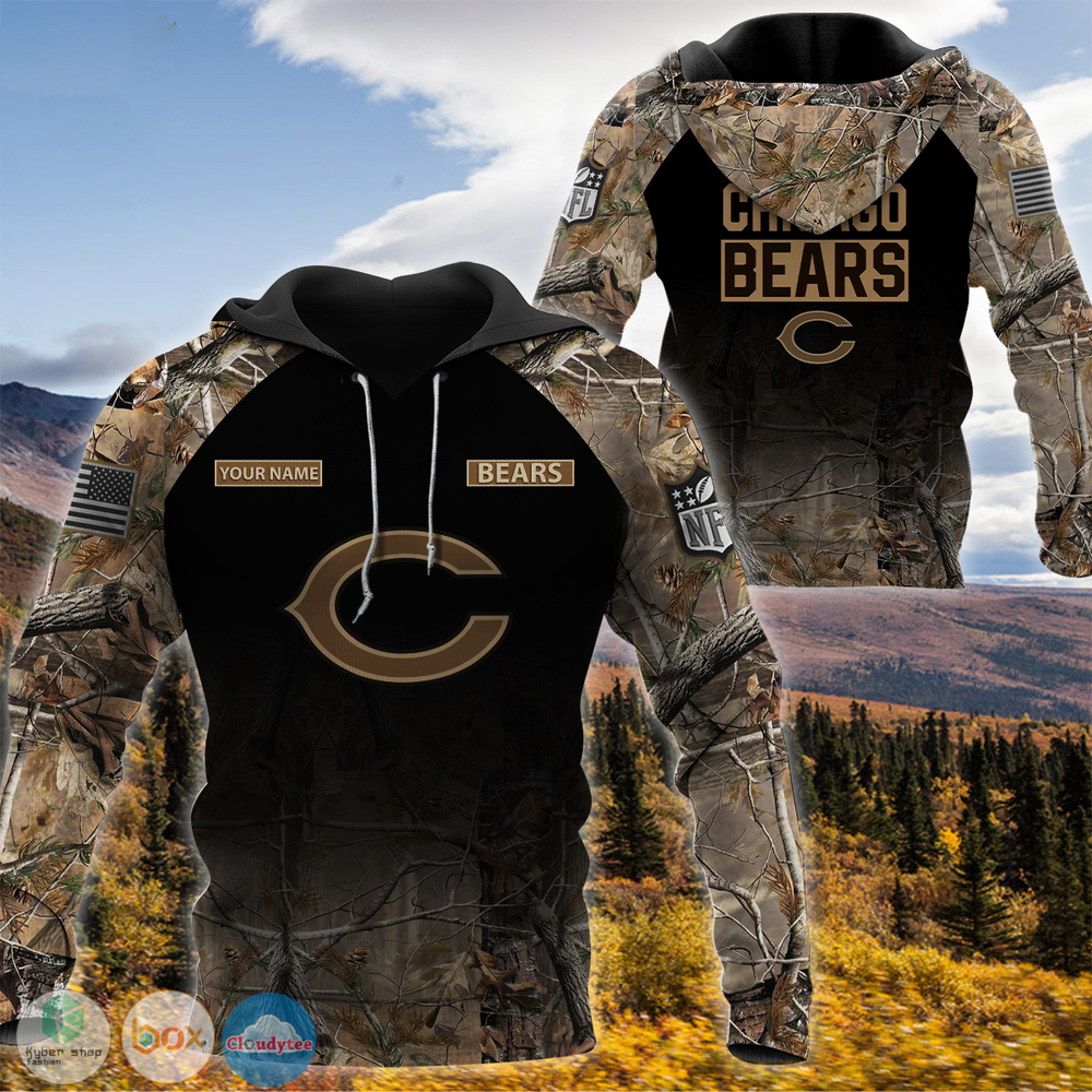 Personalized Chicago Bears NFL hunting camo custom 3d shirt hoodie 1 2 3