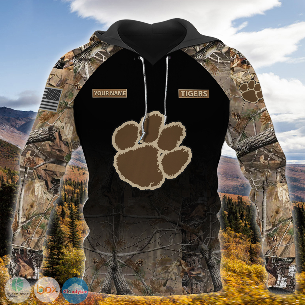 Personalized Clemson Tigers hunting camo custom jersey shirt, hoodie 2 Personalized Clemson Tigers hunting camo custom 3d shirt hoodie 1