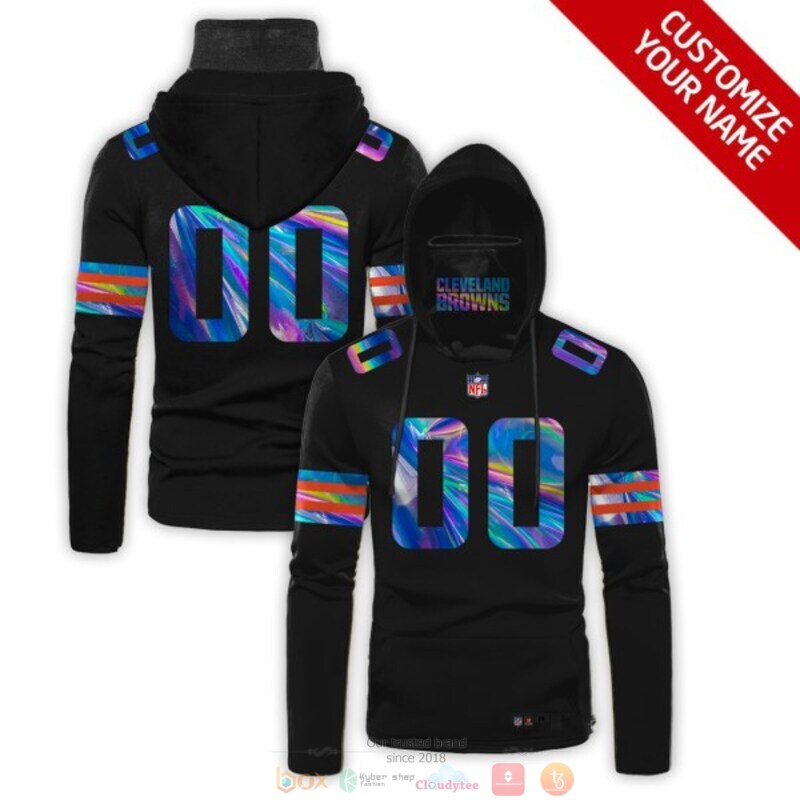 Personalized Cleveland Browns NFL black hologram custom 3d hoodie mask