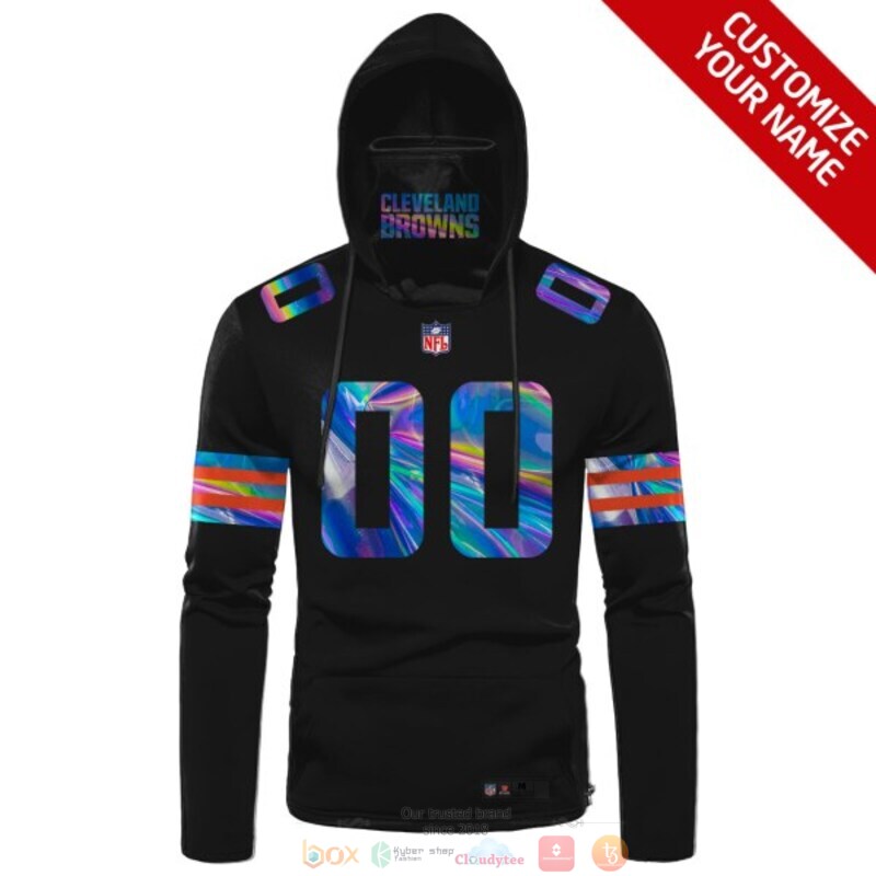 Personalized Cleveland Browns NFL black hologram custom 3d hoodie mask 1
