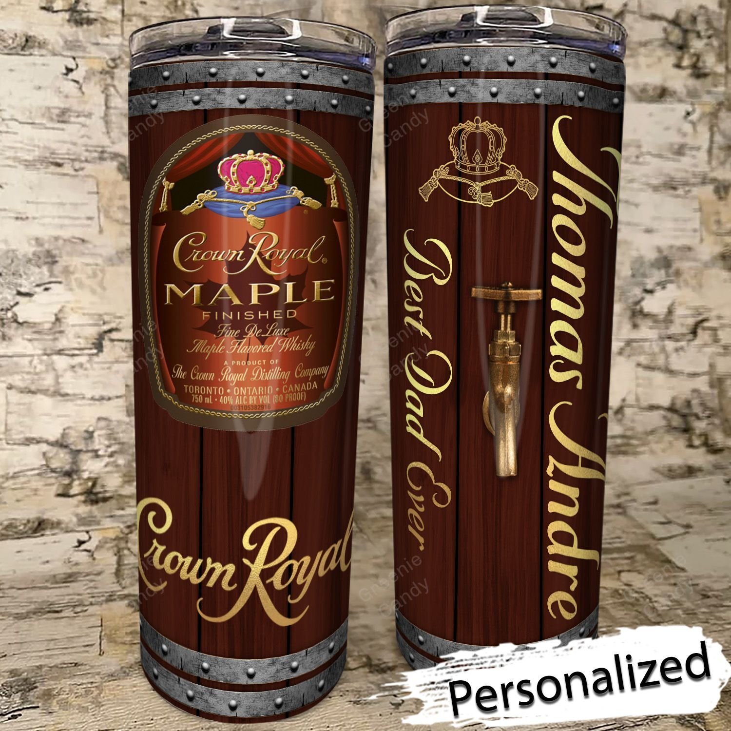 Personalized Crown Maple Whiskey Skinny Tumbler 1