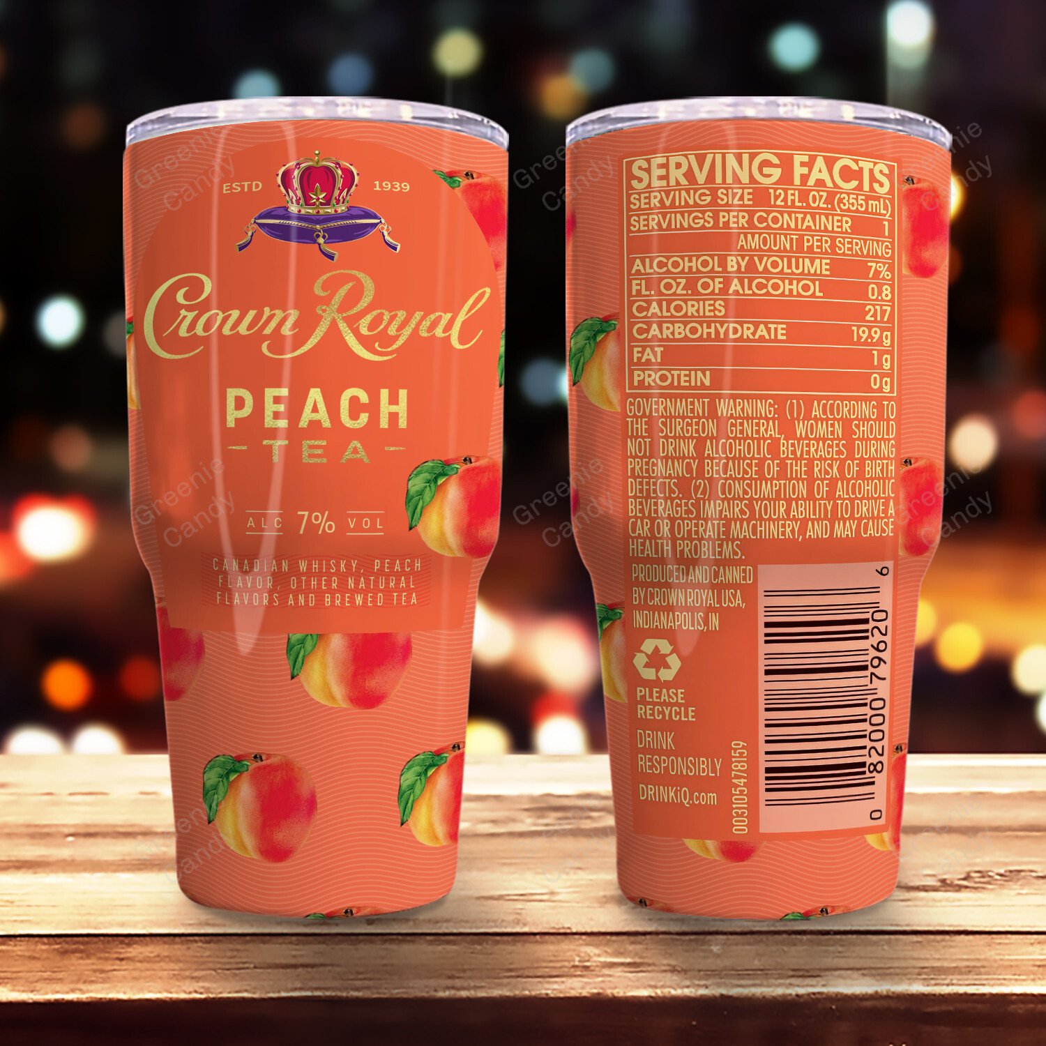 Personalized Crown Peach Whiskey Tumbler 2 Personalized Crown Peach Whiskey Tumbler 1