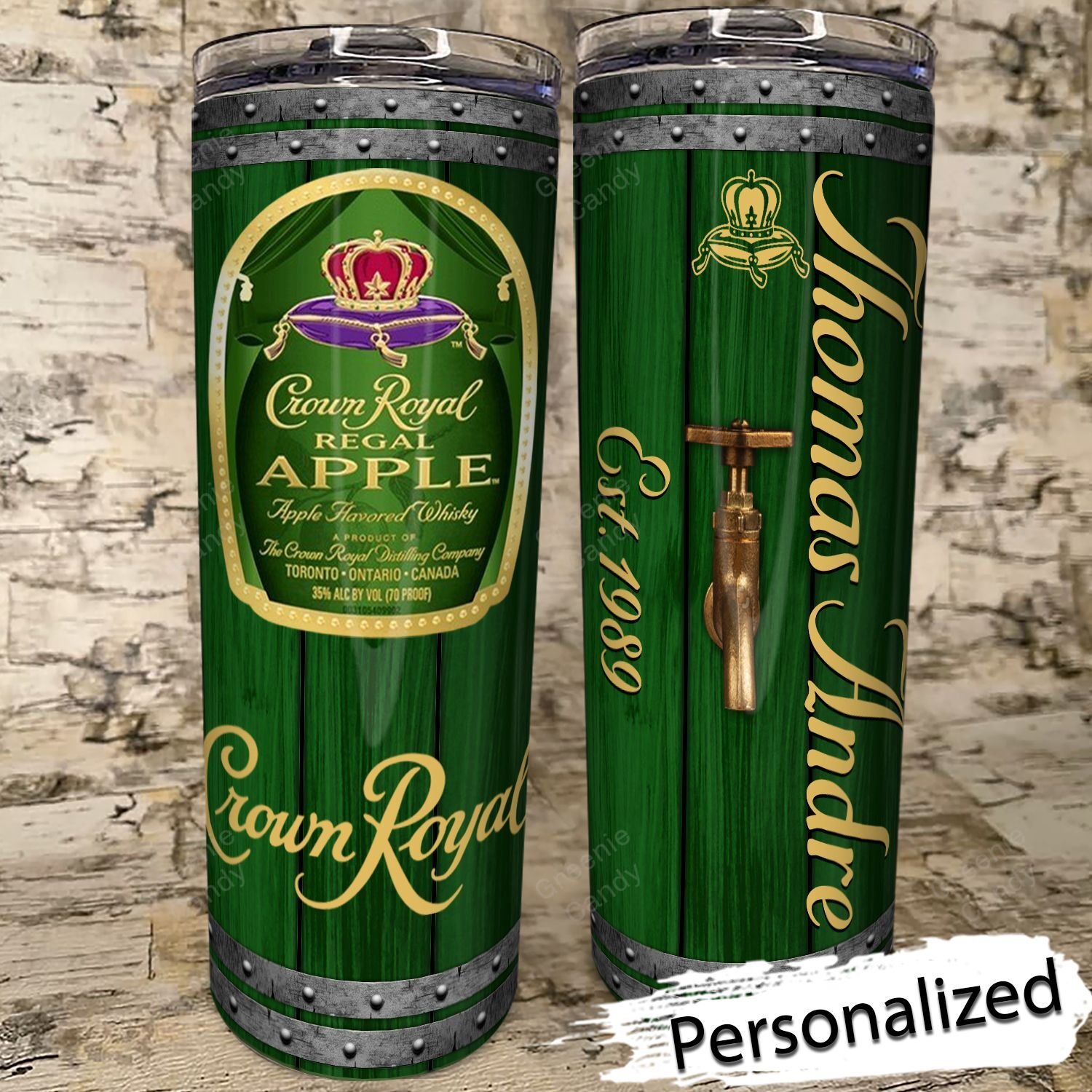 Personalized Crown Royal Apple Whiskey Skinny Tumbler