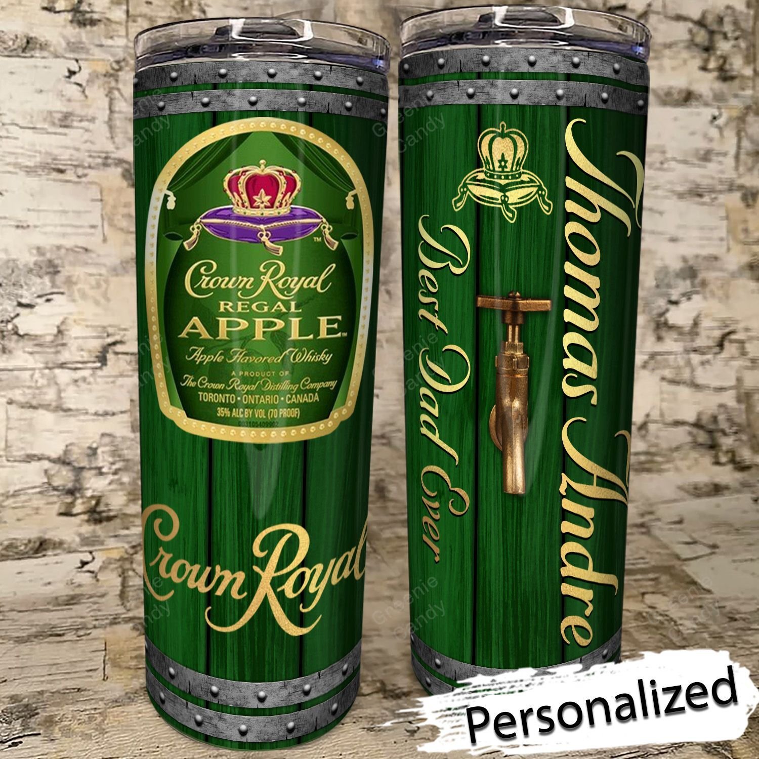 Personalized Crown Royal Apple Whiskey Skinny Tumbler 3 Personalized Crown Royal Apple Whiskey Skinny Tumbler 1 2