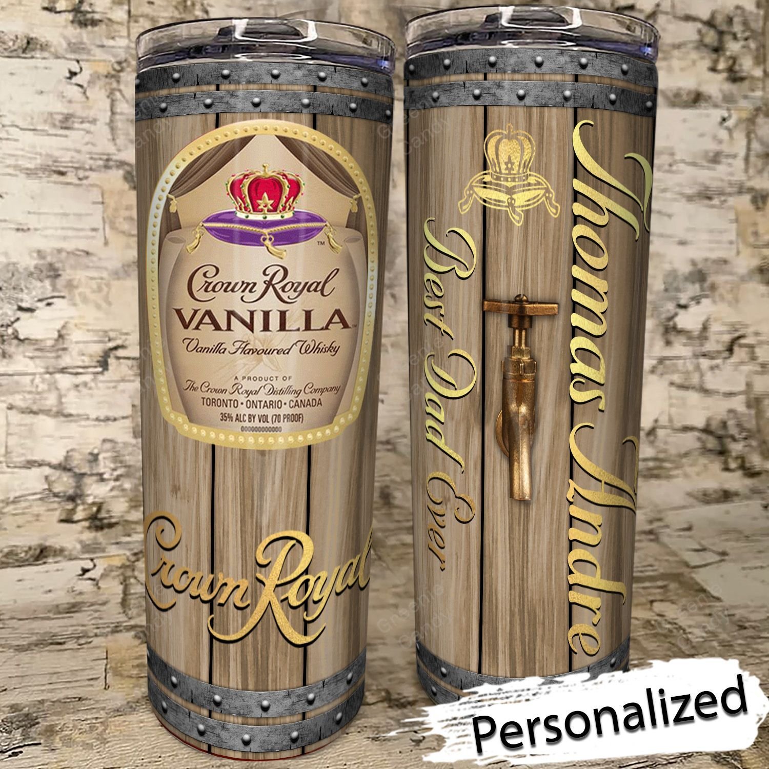 Personalized Crown Royal Vanilla Whiskey Skinny Tumbler 1