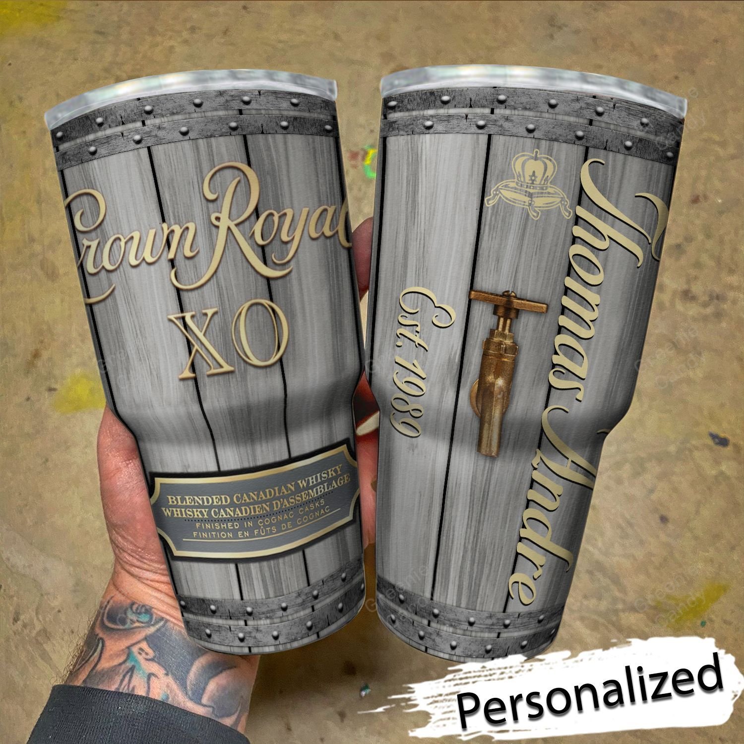 Personalized Crown XO Whiskey Tumbler