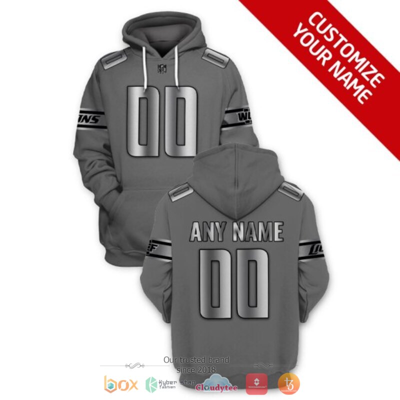 Personalized Detroit Lions NFL dark grey custom 3d shirt hoodie