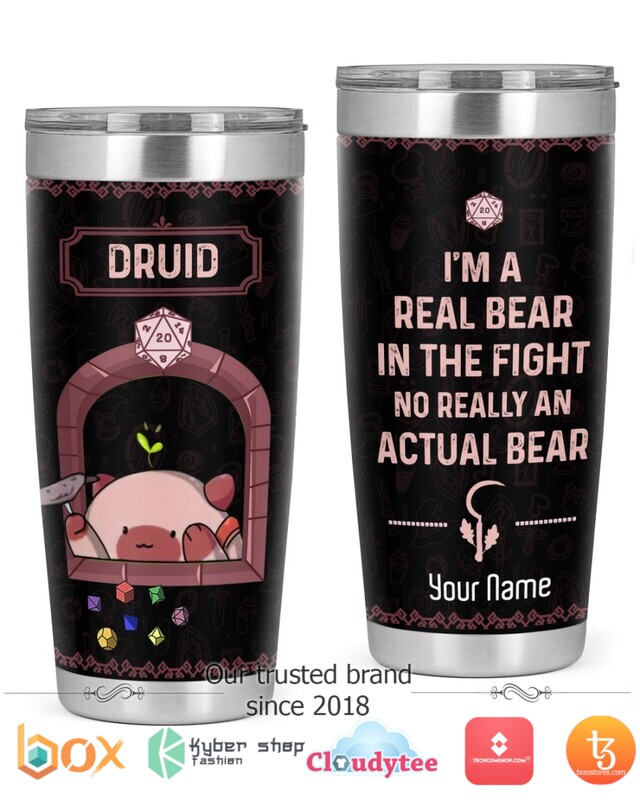 Personalized Druid Im a real bear in a fight No really an actual bear tumbler