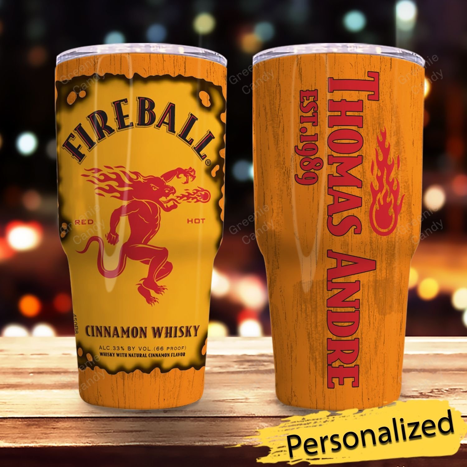 Personalized Fireball Cinnamon Whiskey Tumbler