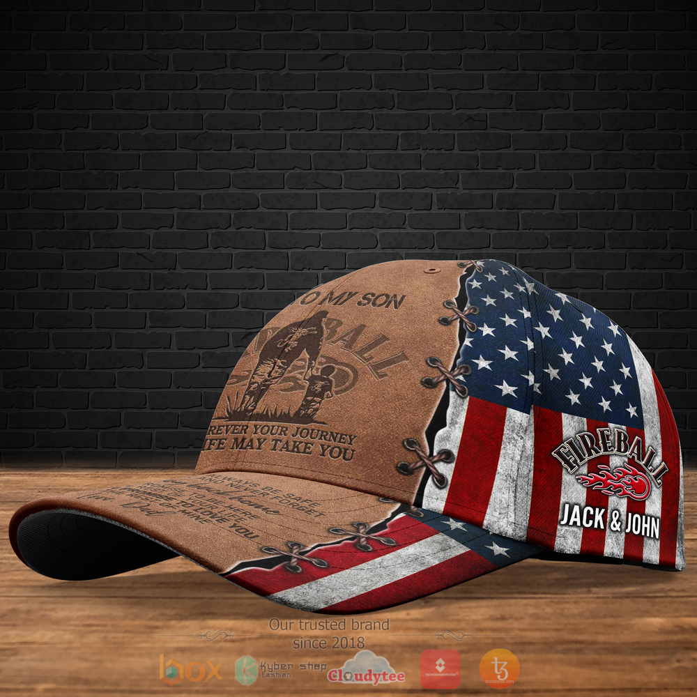 Personalized To My Son Fireball Cinnamon Whisky Custom hat Cap 2 Personalized Fireball Cinnamon Whisky To My Son Custom Cap 1