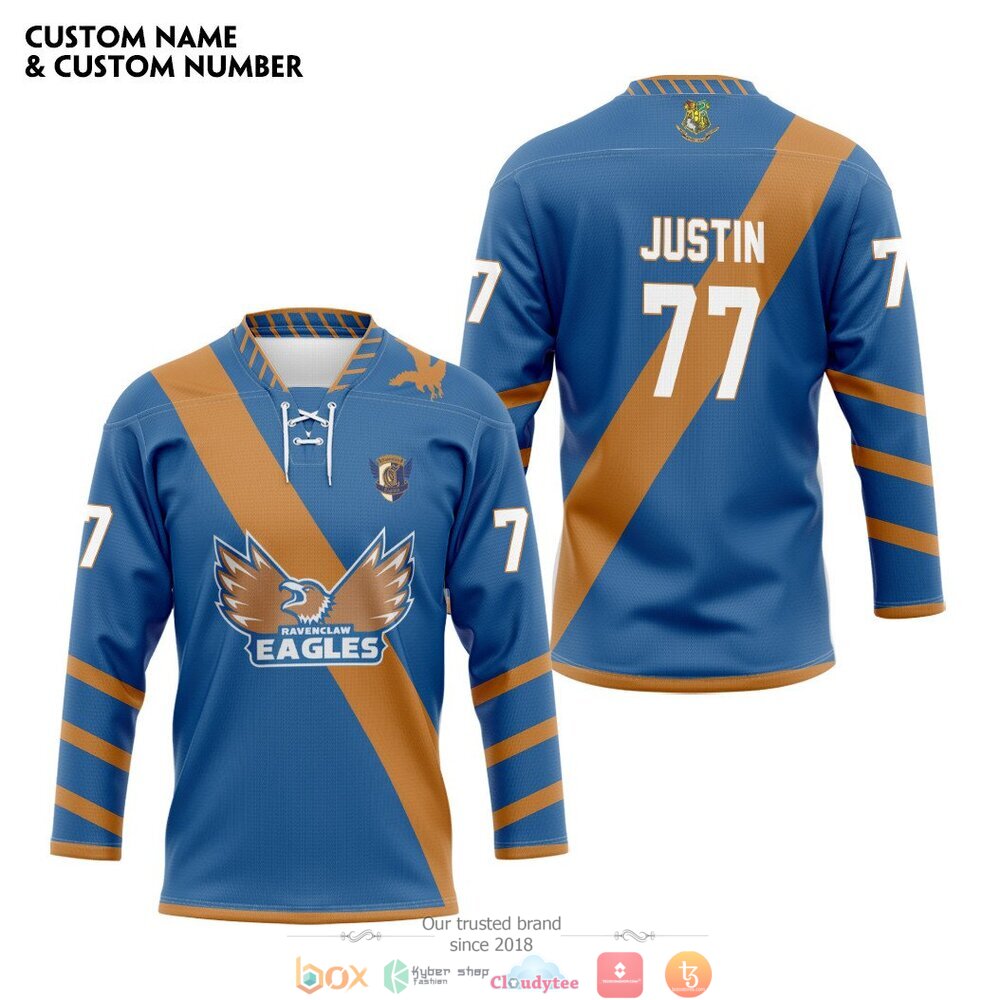 Harry Potter Ravenclaw eagle custom Personalized hockey jersey 3 Personalized Harry Potter Ravenclaw eagle custom hockey jersey 1 2