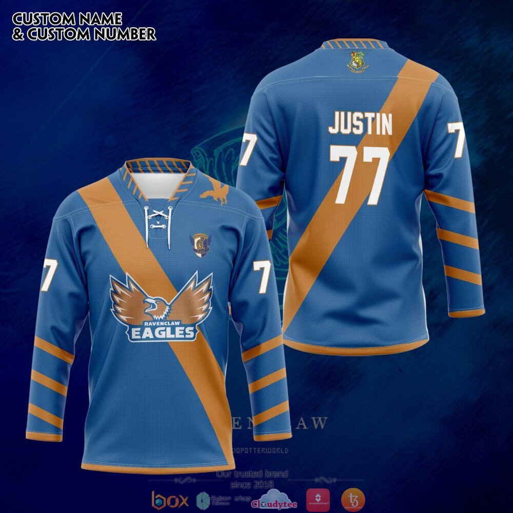 Harry Potter Ravenclaw eagle custom Personalized hockey jersey 4 Personalized Harry Potter Ravenclaw eagle custom hockey jersey 1 2 3